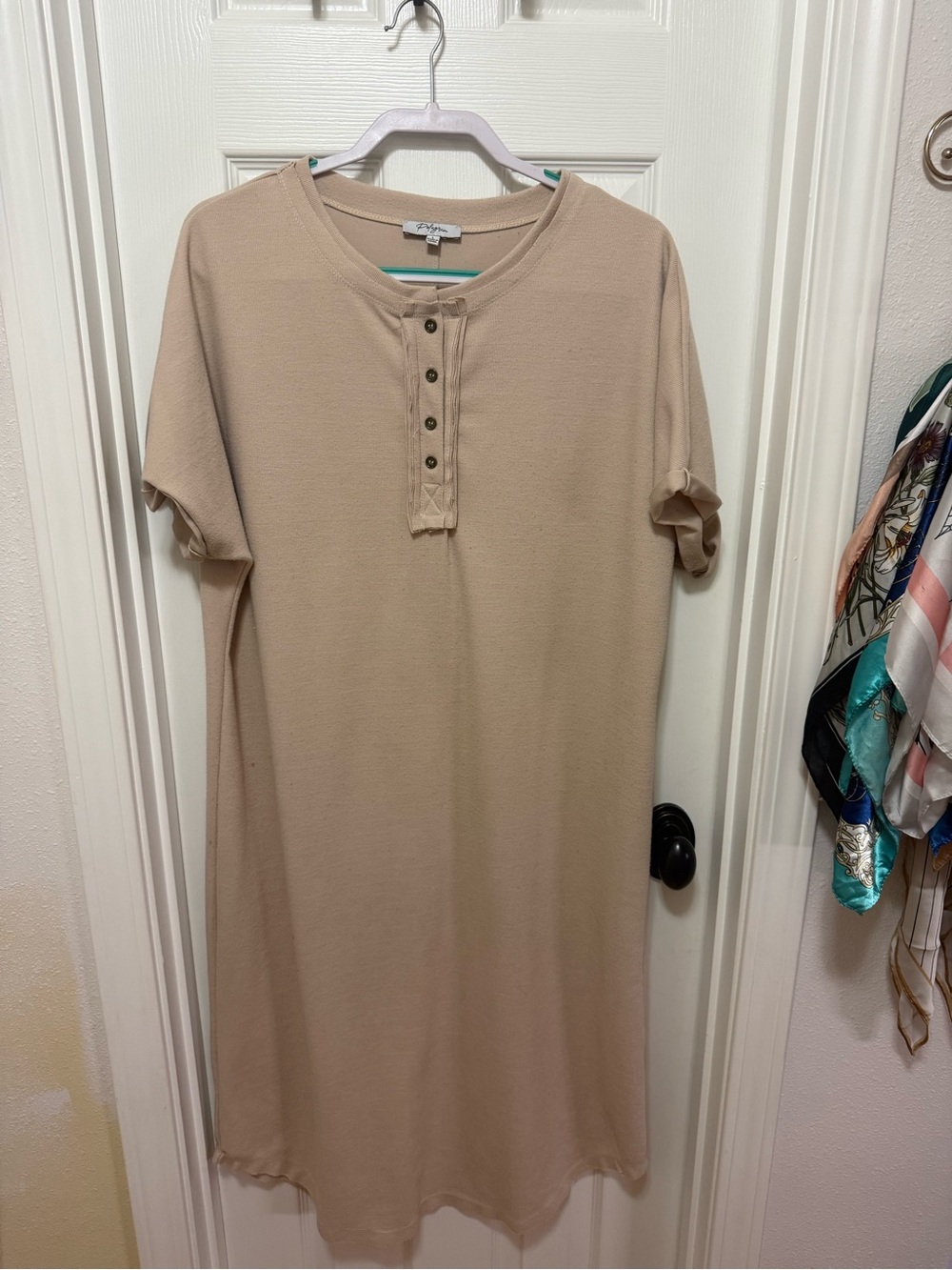 Polagram Beige Henley Midi Dress
